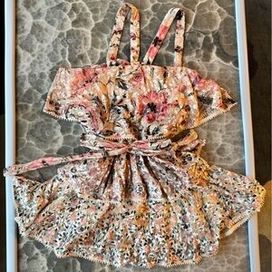 Hemant & Nandita Tiered Floral Motif Halter Dress with Belt, size M. Worn once!